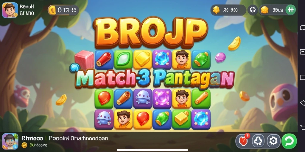 Tampilan gameplay Match-3 yang seru dan menantang di BROJP.