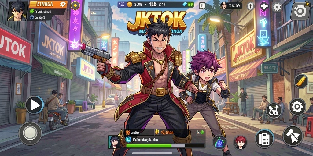 Gameplay JKTOK yang menampilkan karakter anime dalam misi seru.
