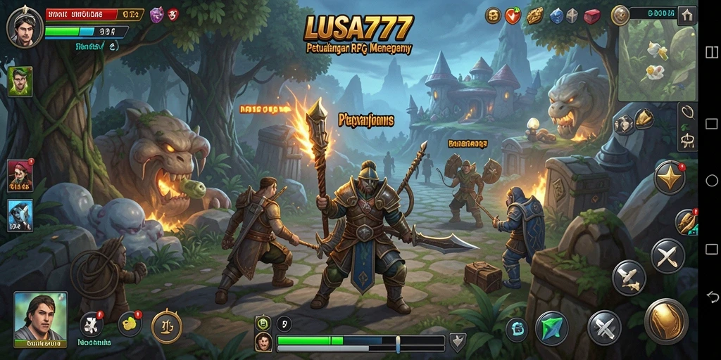 Tampilan screenshot LUSA777 dengan aksi karakter di dunia fantasi.