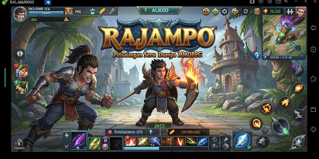 Tampilan gameplay seru dalam dunia fantastis RAJAMPO.
