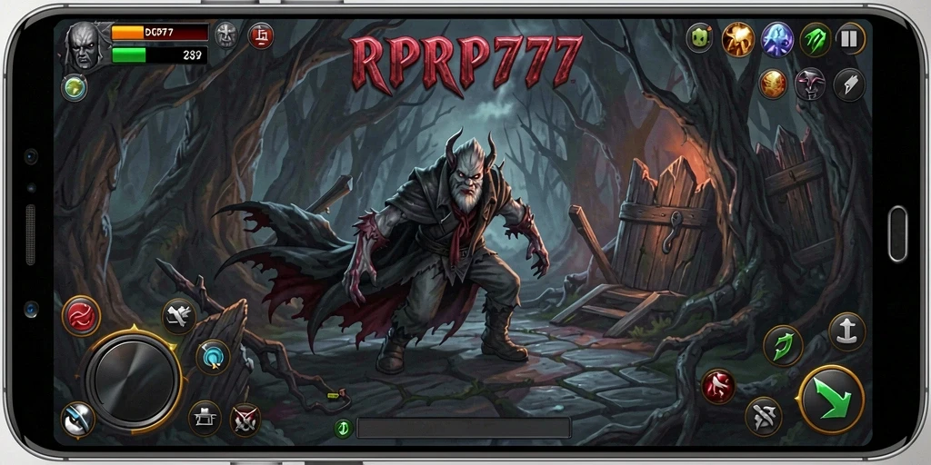 Screenshot gameplay RPRP777 menunjukkan suasana mencekam dan menakutkan.
