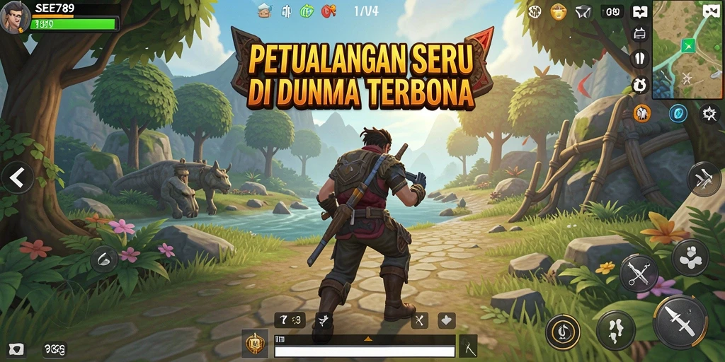 Tangkapan layar dari gameplay SEE789 yang menampilkan aksi di dunia terbuka.